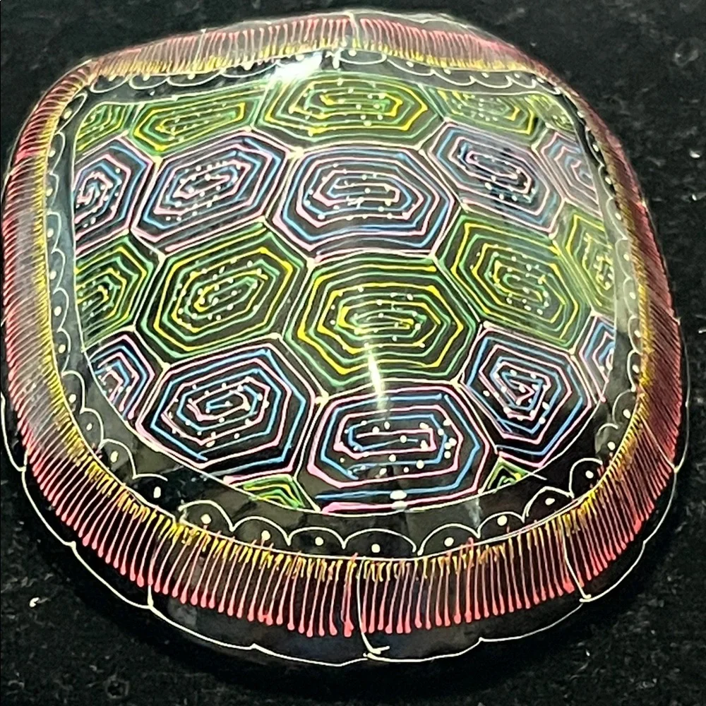 Artisan Black and Multicolor wood Turtle Vanity Tray